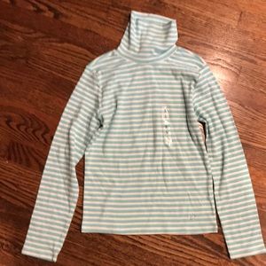 Girls turquoise striped turtleneck